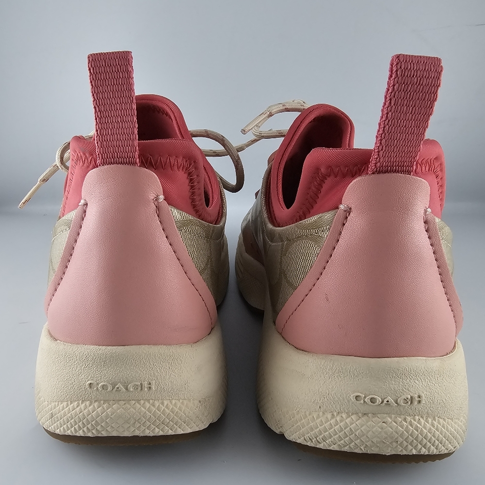 Coach Signature 270 Shoes Women's Size 10 Tech Runner Tan Pink Lace Up Sneakers - Picture 5 of 16
